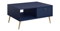 Mesa de centro diseño AZURÉA – Niche + 1 puerta abatible – Azul profundo – 87x43x66 cm