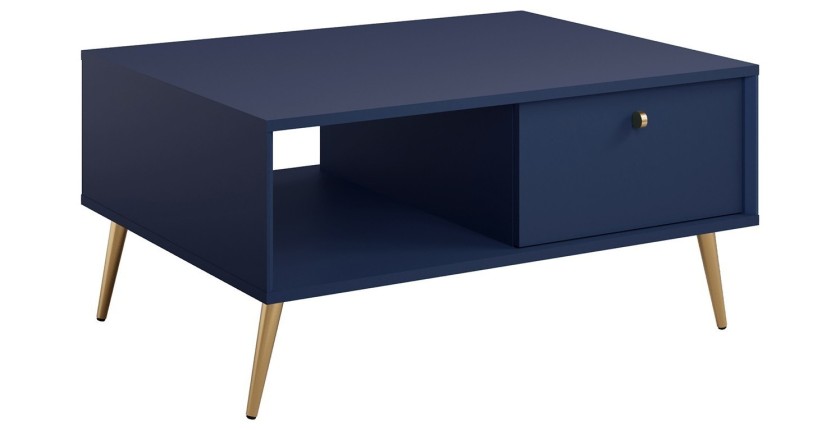 Mesa de centro diseño AZURÉA – Niche + 1 puerta abatible – Azul profundo – 87x43x66 cm