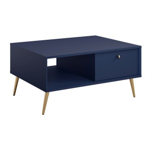 Mesa de centro diseño AZURÉA – Niche + 1 puerta abatible – Azul profundo – 87x43x66 cm