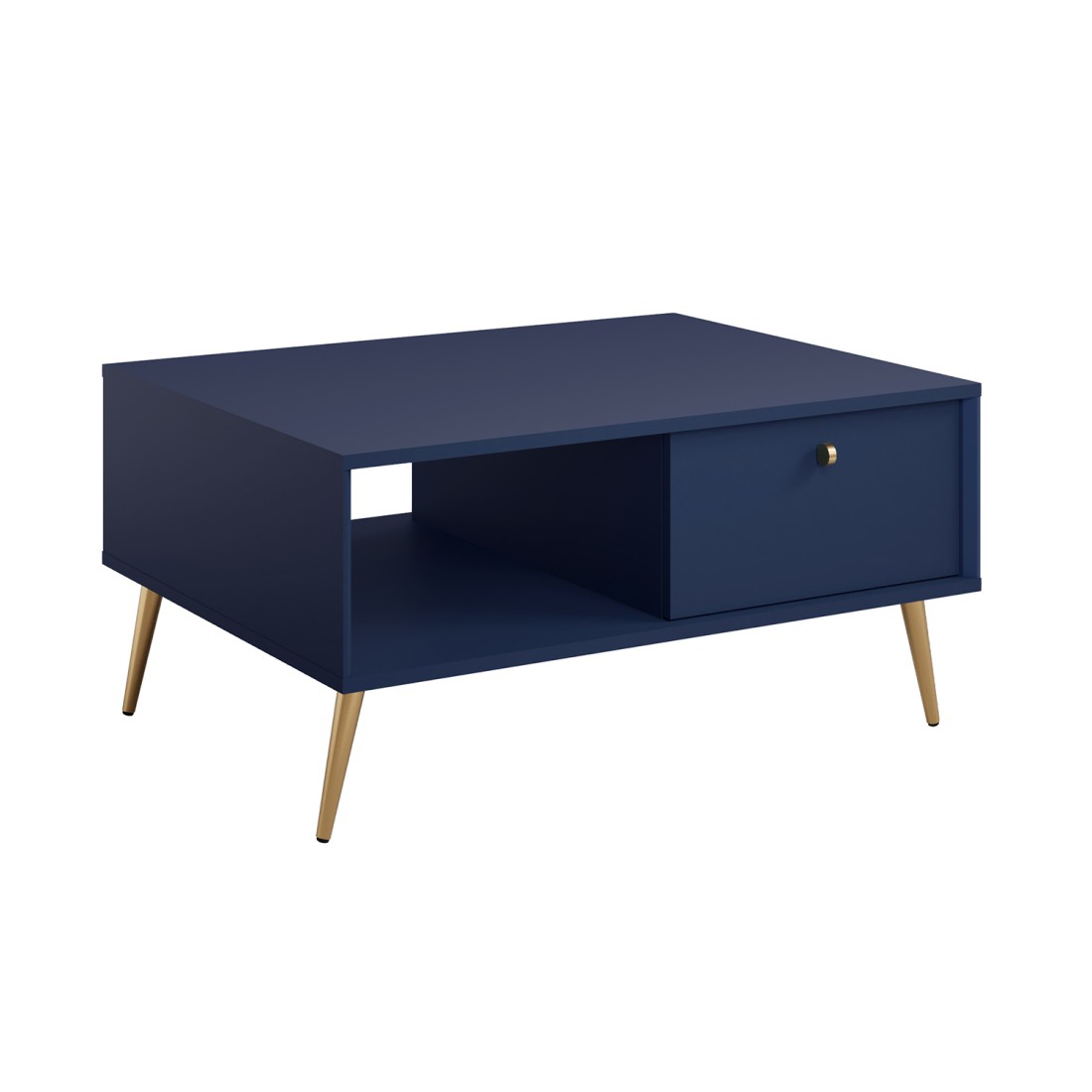 Mesa de centro diseño AZURÉA – Niche + 1 puerta abatible – Azul profundo – 87x43x66 cm