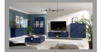 Buffet haut design AZURÉA – 2 portes battantes – Bleu profond – 105x122x41 cm