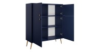 Buffet haut design AZURÉA – 2 portes battantes – Bleu profond – 105x122x41 cm