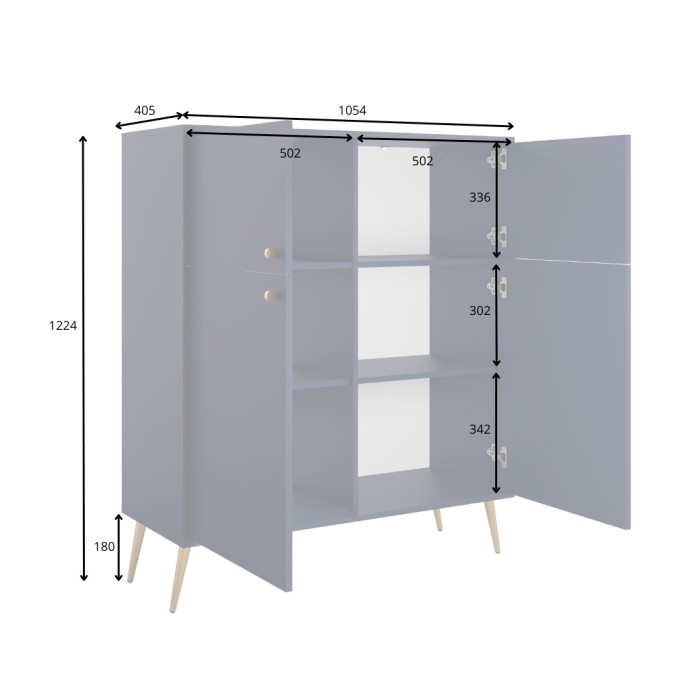 Buffet alto design AZURÉA – 2 ante battenti – Blu profondo – 105x122x41 cm