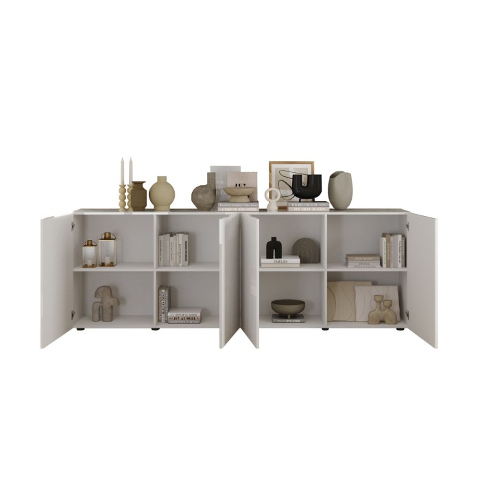 Buffet SCENA – 241×84×42 cm – 4 deuren – Wit gelakt