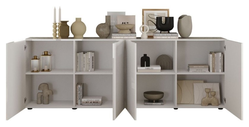 Buffet SCENA – 241×84×42 cm – 4 deuren – Wit gelakt