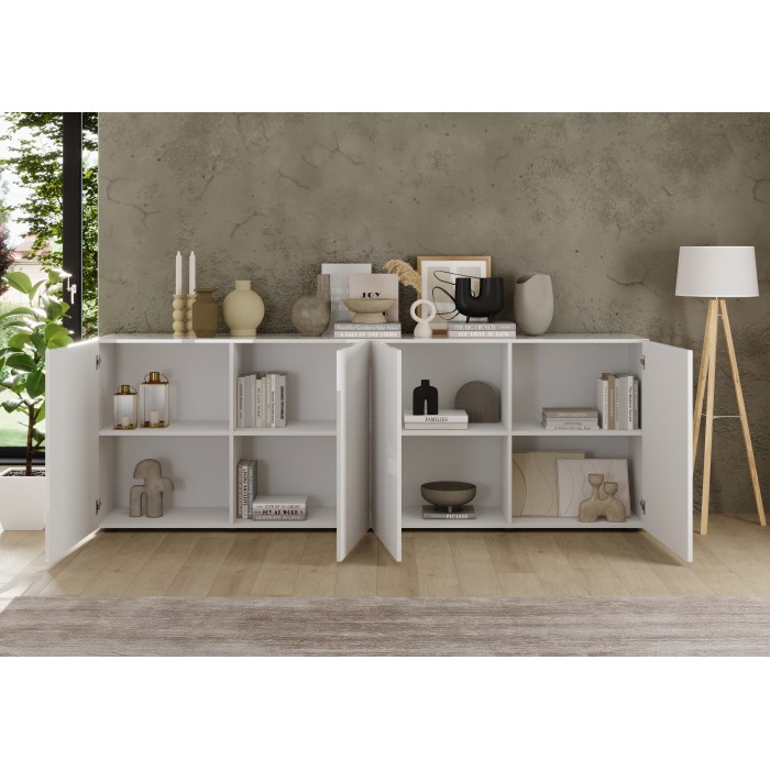 Buffet SCENA – 241×84×42 cm – 4 deuren – Wit gelakt