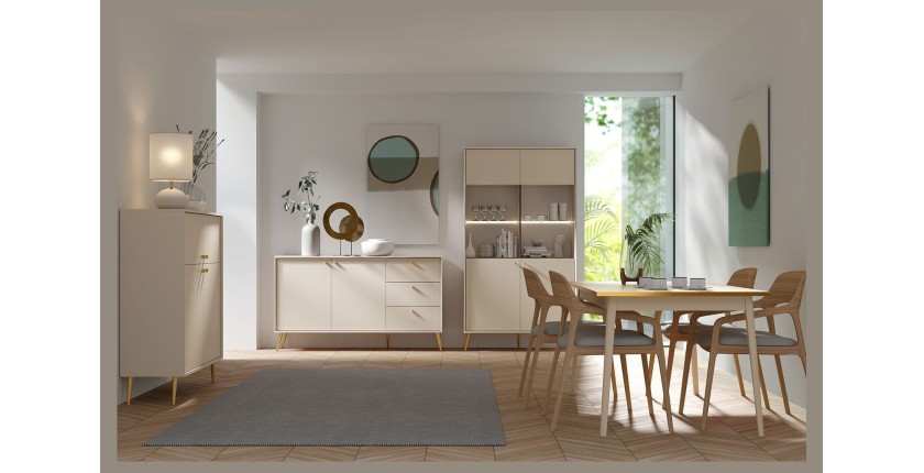 Buffet design AZURÉA – 2 portes + 3 tiroirs – Coloris sable chic