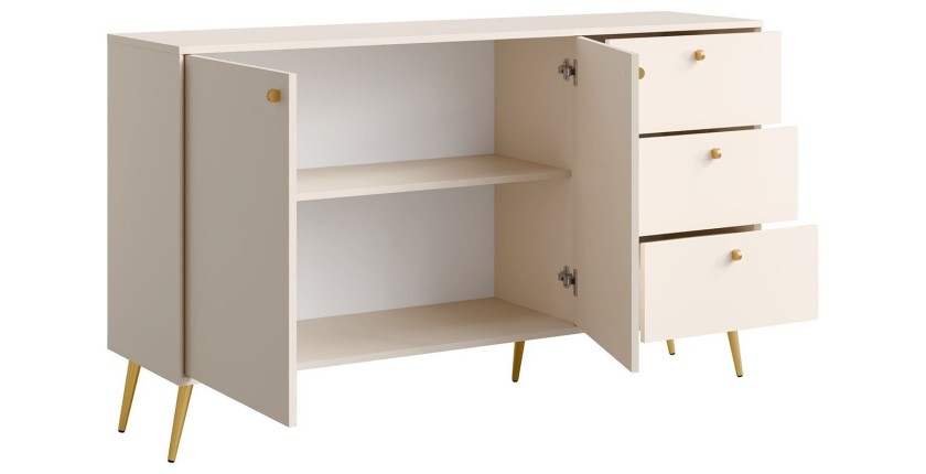 Buffet design AZURÉA – 2 portes + 3 tiroirs – Coloris sable chic