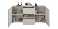 Buffet SCENA 2 portes et 2 tiroirs blanc laqué ouvert