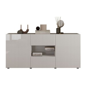 Buffet SCENA – L181×H84×P42 cm – 2 deuren + 2 lades + nis – Gelakt wit