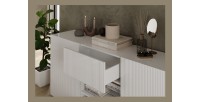 Buffet SCENA – L181×H84×P42 cm – 2 deuren + 2 lades + nis – Gelakt wit