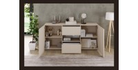 Buffet SCENA 2 portes et 2 tiroirs cachemire ouvert dans un décor 3D