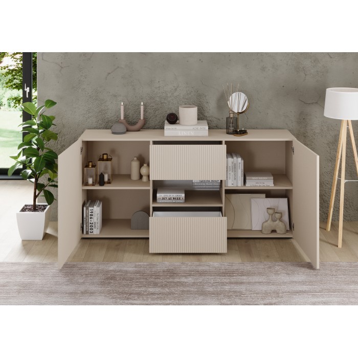 Buffet SCENA – L181 x H84 x P42 cm – 2 porte + 2 cassetti + nicchia – Colore Cashmere