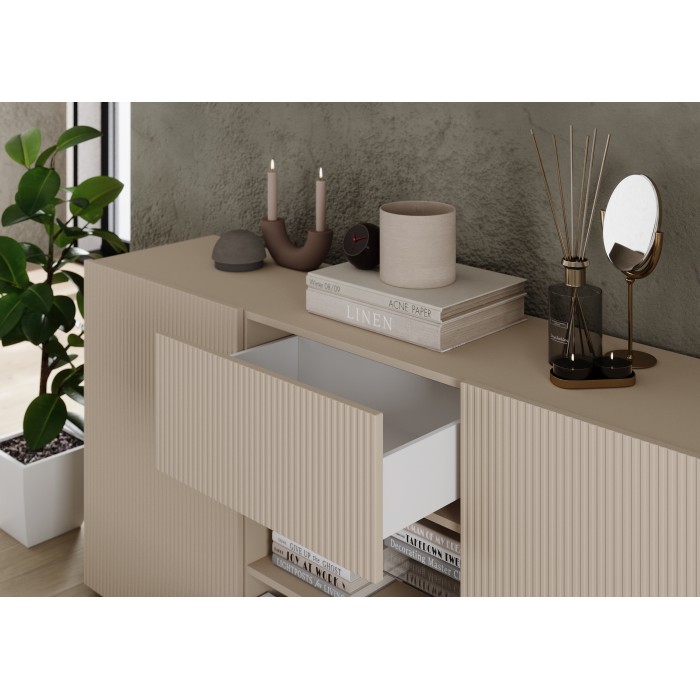 Buffet SCENA – L181 x H84 x P42 cm – 2 porte + 2 cassetti + nicchia – Colore Cashmere