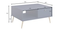 Mesa de centro diseño AZURÉA – 1 nicho + 1 puerta abatible – Color arena