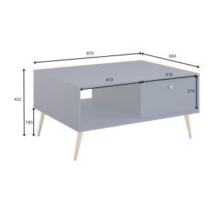 Mesa de centro diseño AZURÉA – 1 nicho + 1 puerta abatible – Color arena
