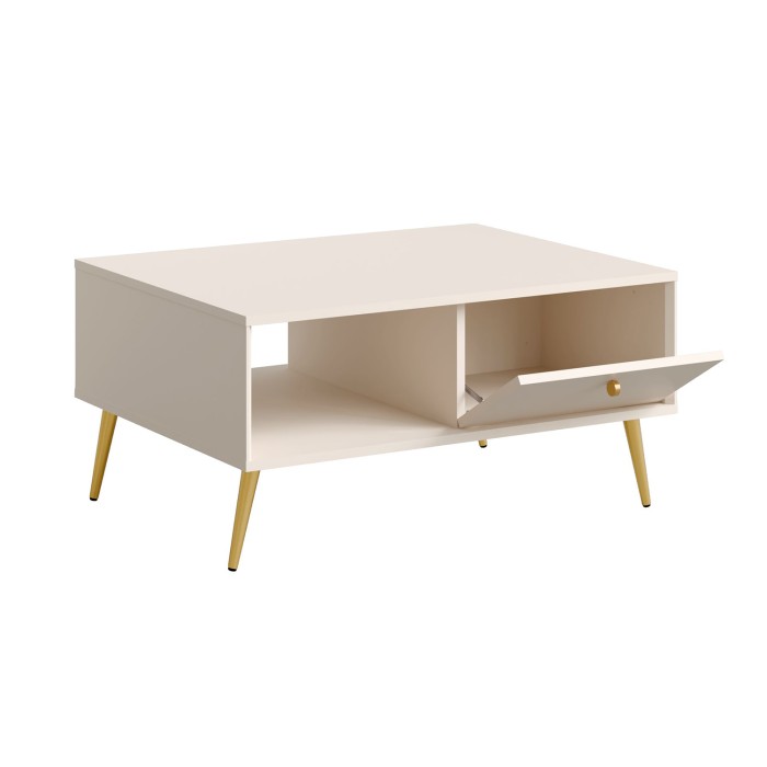 Table basse design AZURÉA – 1 niche + 1 porte abattante – Coloris sable