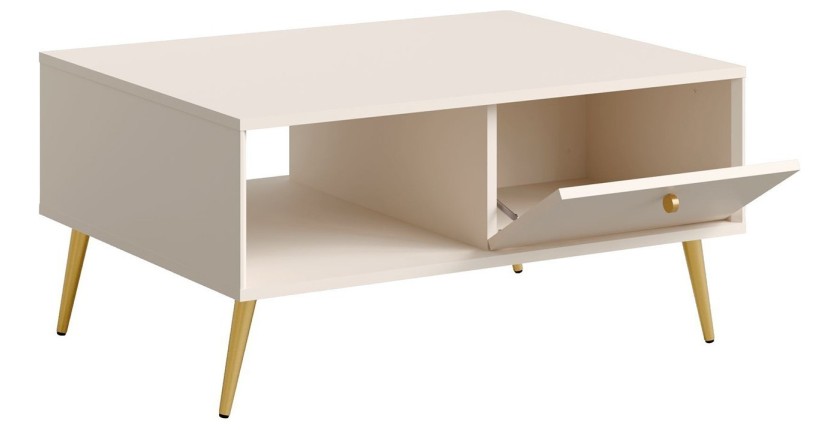 Mesa de centro diseño AZURÉA – 1 nicho + 1 puerta abatible – Color arena