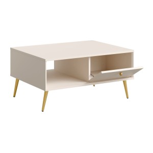 Mesa de centro diseño AZURÉA – 1 nicho + 1 puerta abatible – Color arena