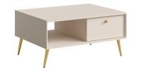 Mesa de centro diseño AZURÉA – 1 nicho + 1 puerta abatible – Color arena