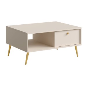 Mesa de centro diseño AZURÉA – 1 nicho + 1 puerta abatible – Color arena