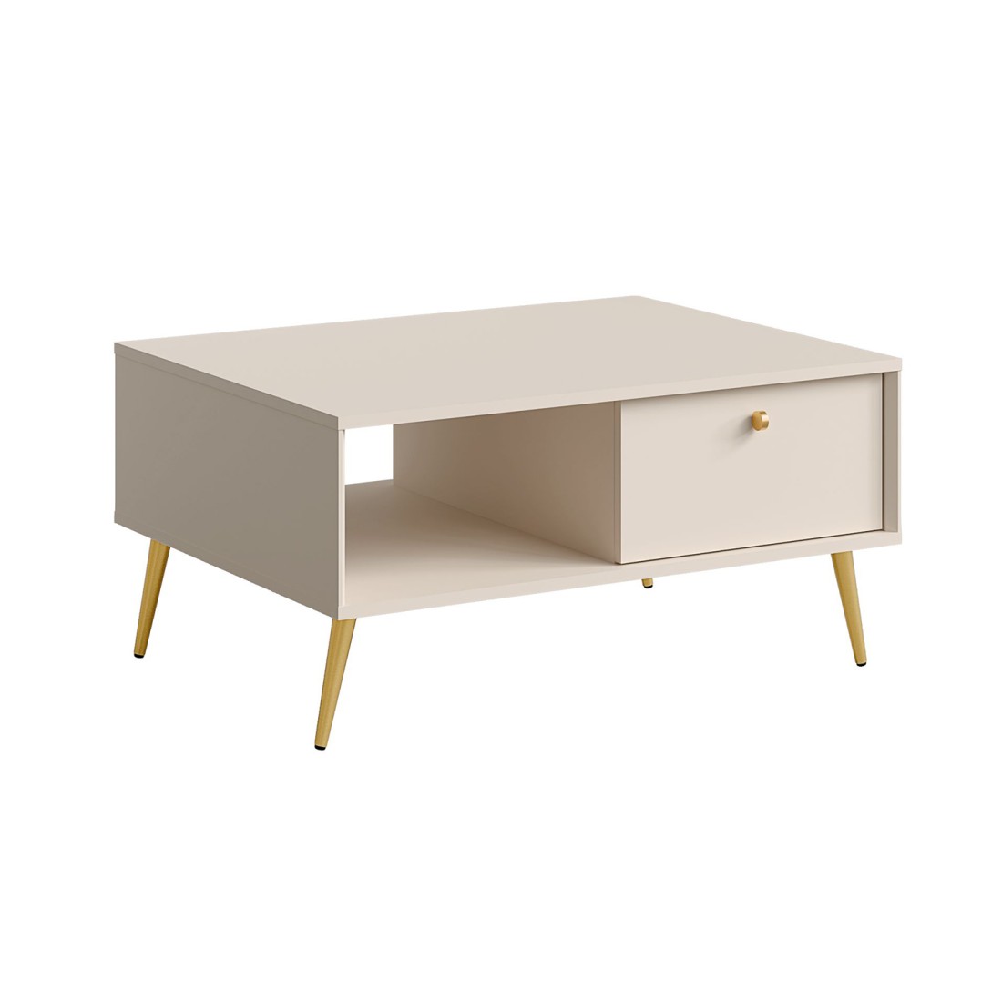 Mesa de centro diseño AZURÉA – 1 nicho + 1 puerta abatible – Color arena