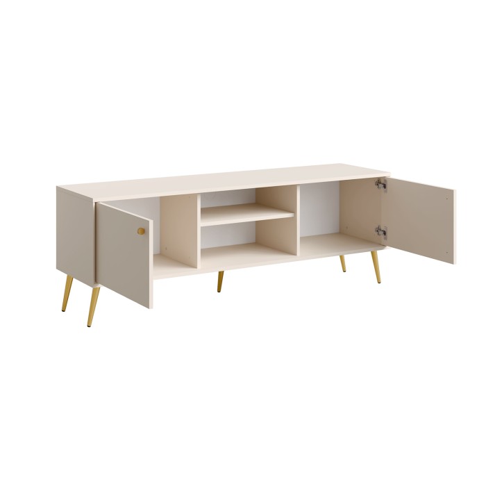 Möbel für Fernseher AZURÉA – 2 Türen + 2 Fächer – Farbe Sand