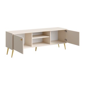 Meuble TV design AZURÉA – 2 portes + 2 niches – Coloris sable