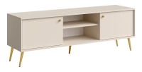 Meuble TV design AZURÉA – 2 portes + 2 niches – Coloris sable