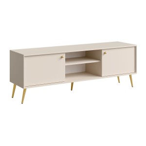 Meuble TV design AZURÉA – 2 portes + 2 niches – Coloris sable