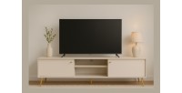 Meuble TV design AZURÉA – 2 portes + 2 niches – Coloris sable