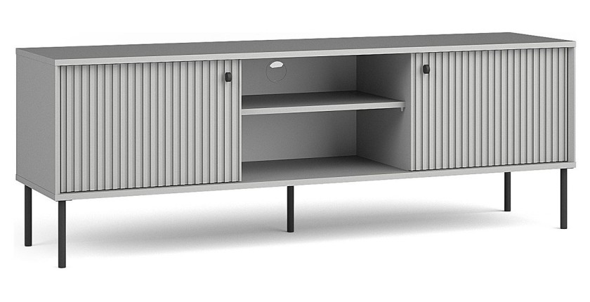 Meuble TV ISIS – 2 portes & 2 niches – Gris – 157x55x41 cm
