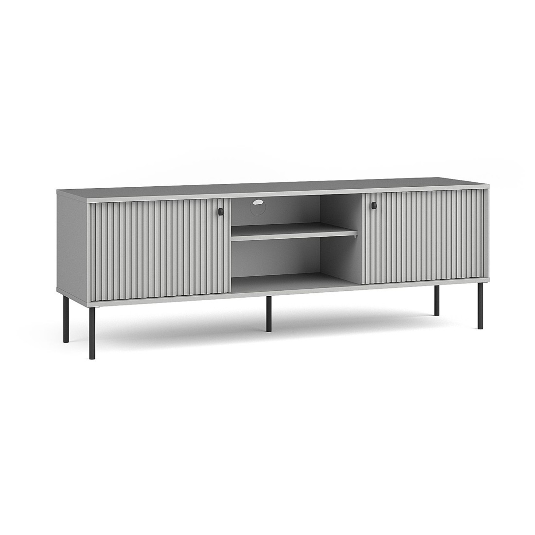 Meuble TV ISIS – 2 portes & 2 niches – Gris – 157x55x41 cm