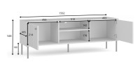 Meuble TV ISIS – 2 portes & 2 niches – Gris – 157x55x41 cm