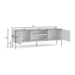 Meuble TV ISIS – 2 portes & 2 niches – Gris – 157x55x41 cm