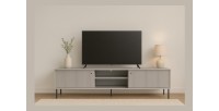Meuble TV ISIS – 2 portes & 2 niches – Gris – 157x55x41 cm