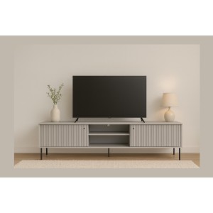 Meuble TV ISIS – 2 portes & 2 niches – Gris – 157x55x41 cm