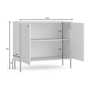 Buffet ISIS – 2 portes – Gris – 105x89x41