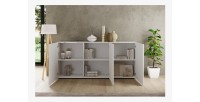 Buffet 3 portes SCENA blanc laqué ouvert mis en situation dans un décor 3D