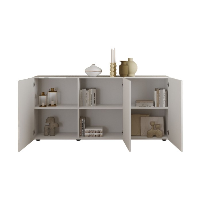 Buffet SCENA – L181 x H84 x P42 cm – 3 porte – Bianco lucido