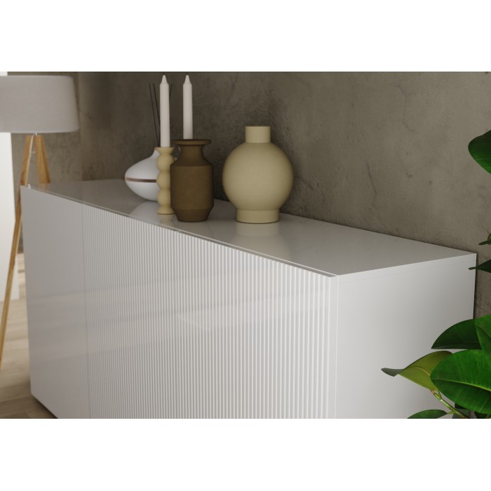 Buffet SCENA – L181 x H84 x P42 cm – 3 porte – Bianco lucido