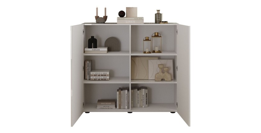 Buffet haut SCENA blanc laqué ouvert