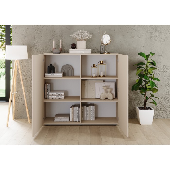 Buffet alto SCENA – L121 x H111 x P42 cm – 2 porte – Colore Cachemire