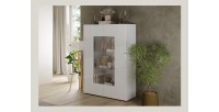 Vitrina SCENA – L121 x H166 x P42 cm – 2 puertas – Blanco lacado brillante