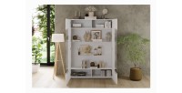 Vitrina SCENA – L121 x H166 x P42 cm – 2 puertas – Blanco lacado brillante