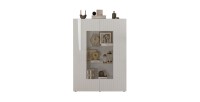 Vitrina SCENA – L121 x H166 x P42 cm – 2 puertas – Blanco lacado brillante