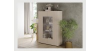 Vitrina SCENA – L121 x H166 x P42 cm – 2 puertas – Color Cachemira