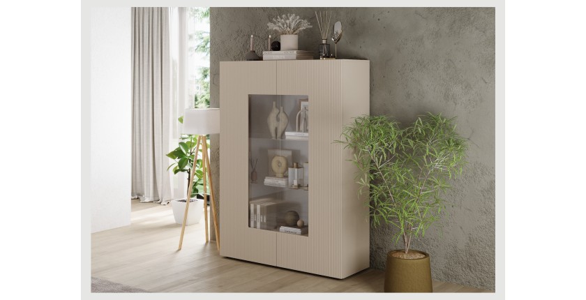 Vitrina SCENA – L121 x H166 x P42 cm – 2 puertas – Color Cachemira
