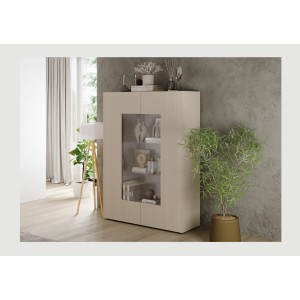 Vitrina SCENA – L121 x H166 x P42 cm – 2 puertas – Color Cachemira