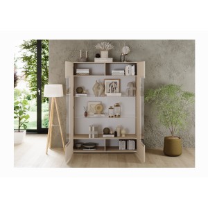Vitrina SCENA – L121 x H166 x P42 cm – 2 puertas – Color Cachemira